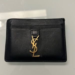 YSL black leather card case